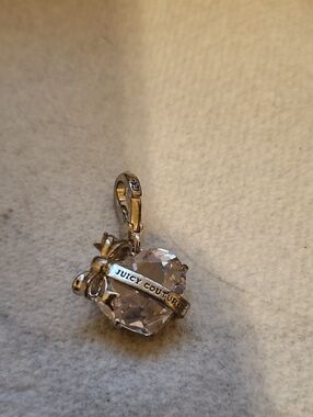 Juicy Couture Silver Bow Crystal Charm Pendant - Clear Crystal